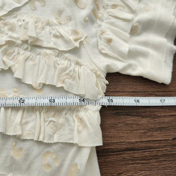 Red Valentino Modal Ruffled Top Cream M Designer - Picture 7 of 9